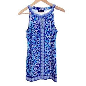 INC International Concepts Blue and White Sleeveless Tunic Size S